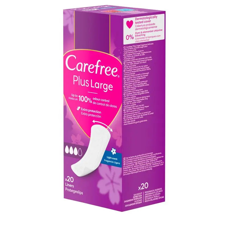 Carefree Plus Large Fragancia Ligera 20Uds