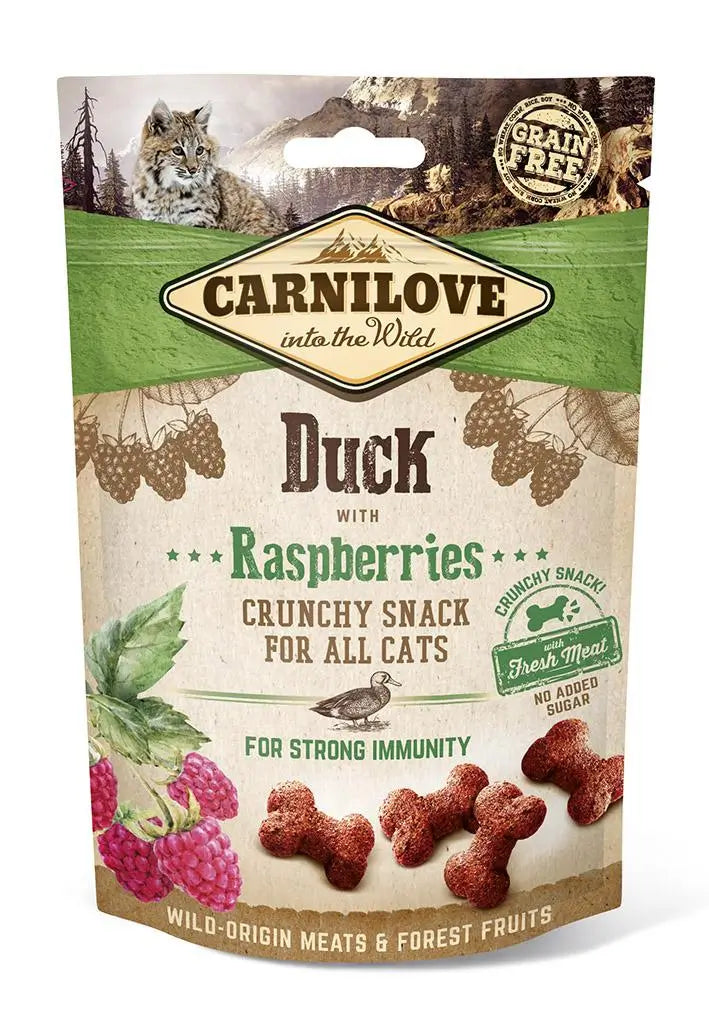 Carnilove Feline Crunchy Snack Pato Frambuesa Caja 10X50Gr, snack para gatos