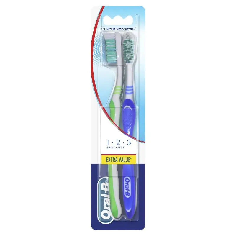 Oral-B 123 Shiny Clean Medio Cepillo de Dientes 2 unidades