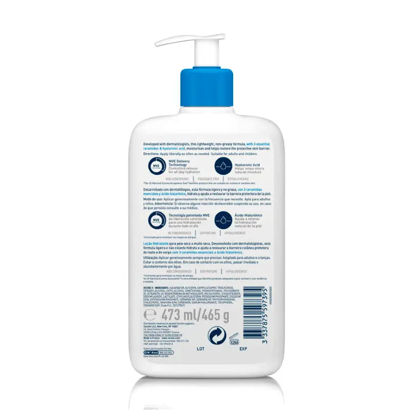 CeraVe Loción Hidratante Piel Normal a Seca, 473 ml