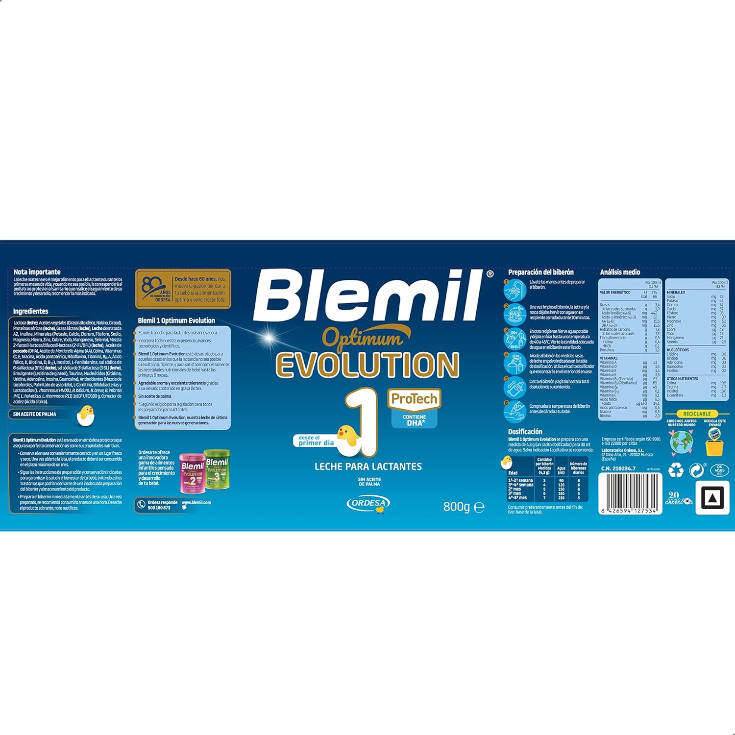 Pack Blemil Evolution 1 , 8 x 800 grams