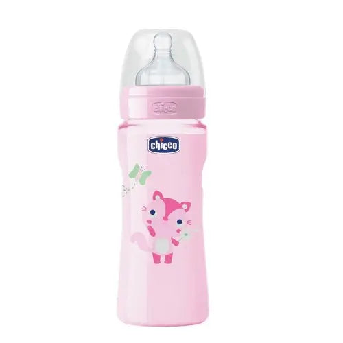 Chicco Biberón Silicona Rosa Flujo Rápido +4 Meses 330 ml