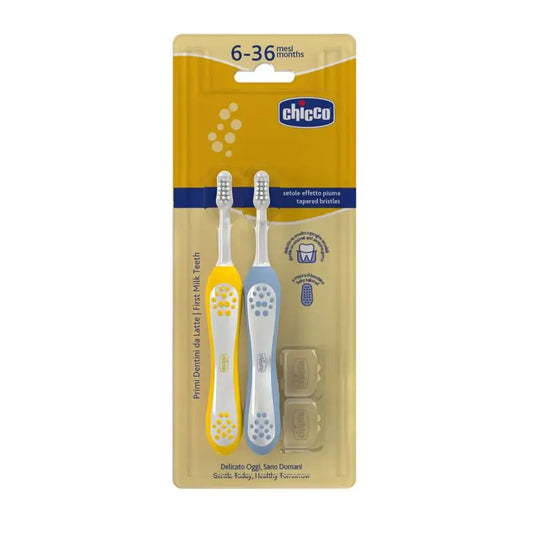 Chicco Bipack Toothbrush Indigo& Mustard 6-36M, 2 pieces