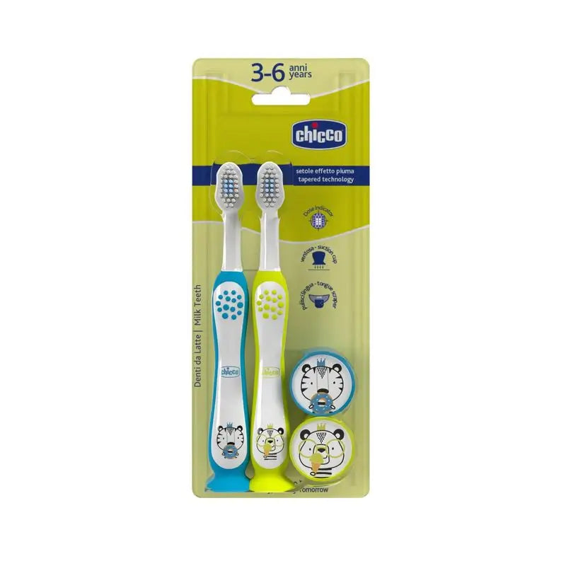 Chicco Bipack Toothbrush Tiger-Panda 3-6Y, 2 pieces