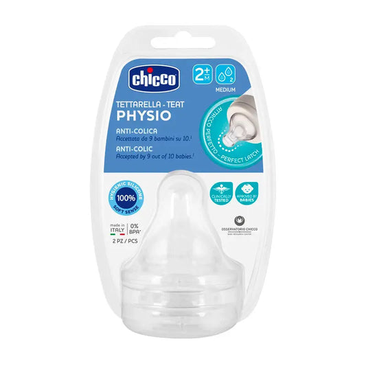 Chicco Pack 2 Tetinas Silicona Physio Flujo Medio +2 Meses