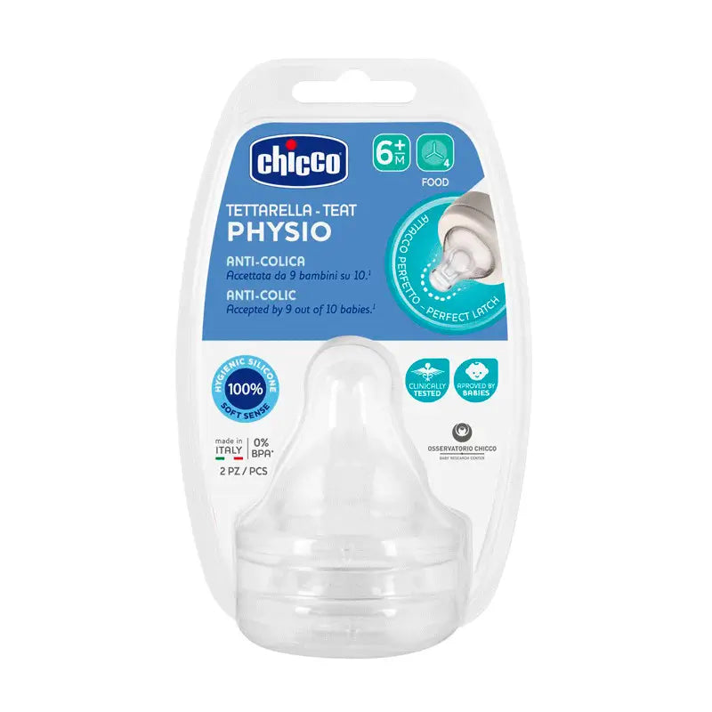 Chicco Tetina Physio Flujo Papilla 6M+ 2 unidades