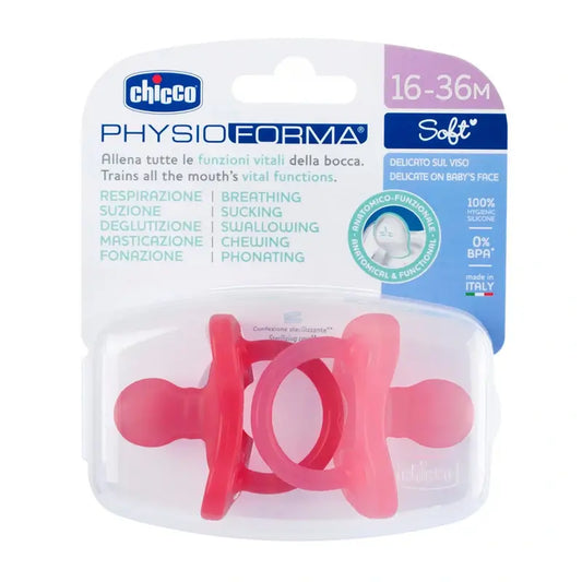 Chicco Pacifier Physio Soft Pink Todogoma +12 Months, Pack 2 units