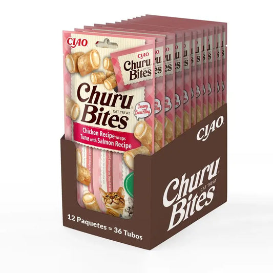 Churu Cat Bites Tuna with Salmon Recipe Display 12X30Gr