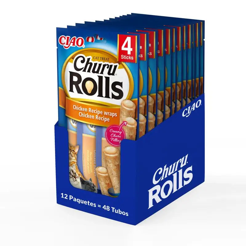 Churu Cat Rolls Chicken Recipe Display 12X40Gr