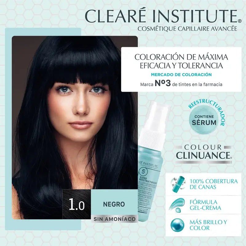 Clearé Institute Colour Clinuance Ammonia Free Permanent Colour 1.0 Black