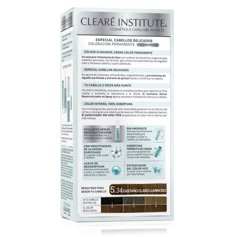 Clearé Institute Colour Clinuance Ammonia-Free Permanent Colouring 5.34 Light Brown Luminous