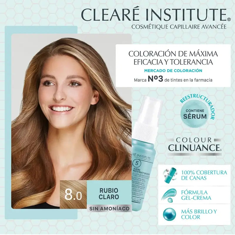 Clearé Institute Colour Clinuance Ammonia-Free Permanent Colour 8.0 Light Blonde