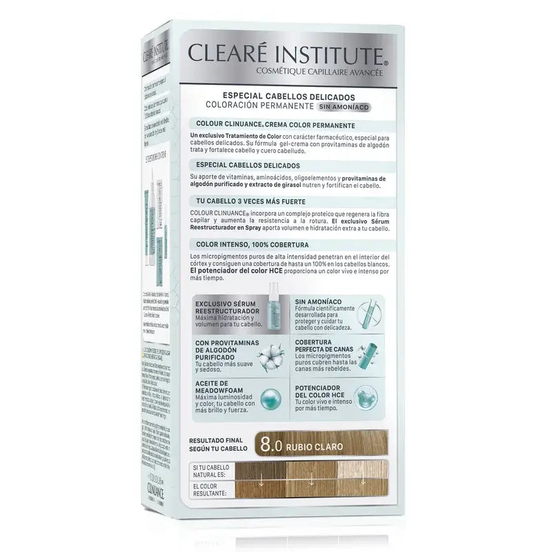 Clearé Institute Colour Clinuance Ammonia-Free Permanent Colour 8.0 Light Blonde