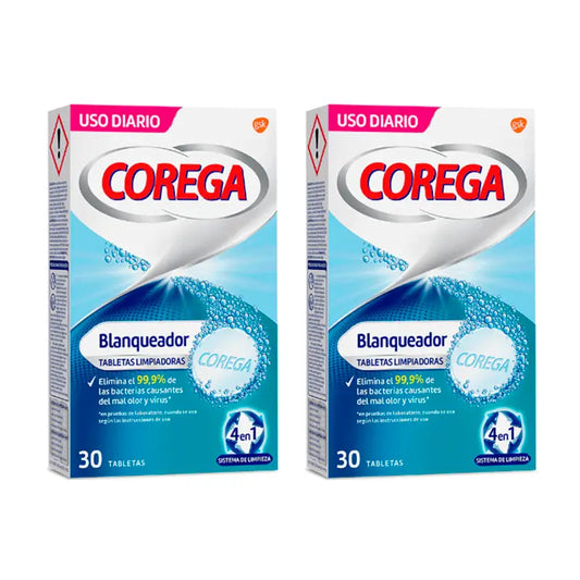 Corega Duplo Whitening Whitening Cleansing Tablets, 2 x 30 pcs.