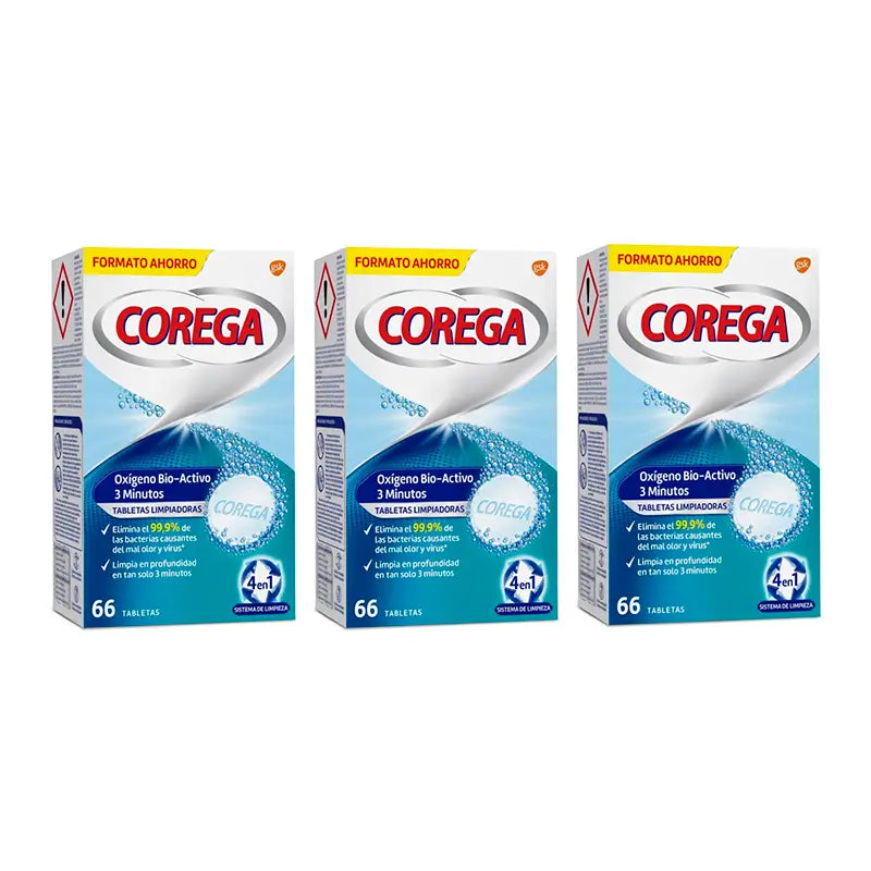 Corega Triplo 3 Minute Cleaning Dental Prosthesis, 3 x 66 Tablets