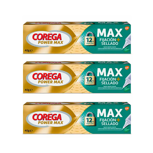 Corega Triplo denture fixative cream, mint flavour, 3 x 40 grams