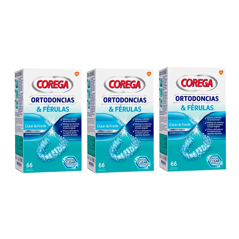 Corega Triplo Orthodontics and Splints, 3 x 66 Tablets