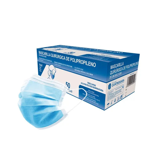 Cuatrogasa Cuatrogasa 3 Layer Blue Polypropylene Mask, 50 Pcs.