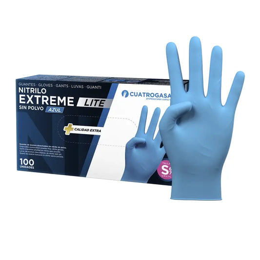 Cuatrogasa Extreme Lite Nitrile Powder Free Gloves Blue Size S, 100 Units