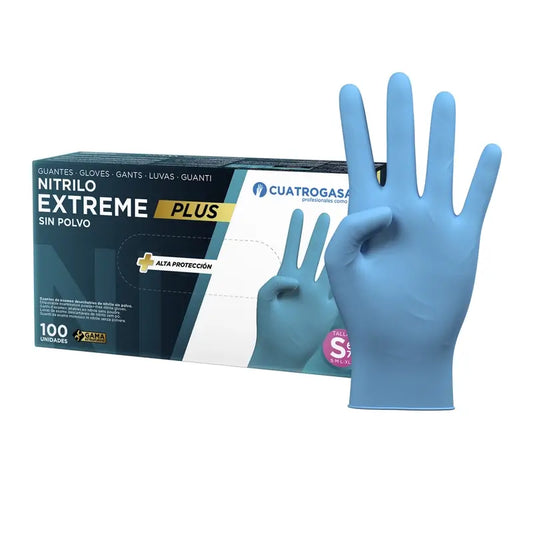 Cuatrogasa Extreme Plus Powder Free Nitrile Gloves Blue Size S, 100 Units