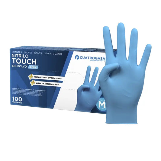 Cuatrogasa Nitrile Touch Powder Free Gloves Blue Size M, 100 Units