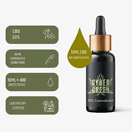 Cybergreen Pure Cbd Oil Full Spectrum 20% Coconut Oil Base 0% Thc , 10 ml