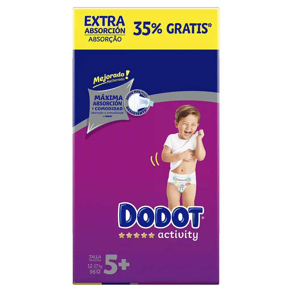 Dodot Activity Pañales Talla 5+ (12-17 Kg), 96 unidades