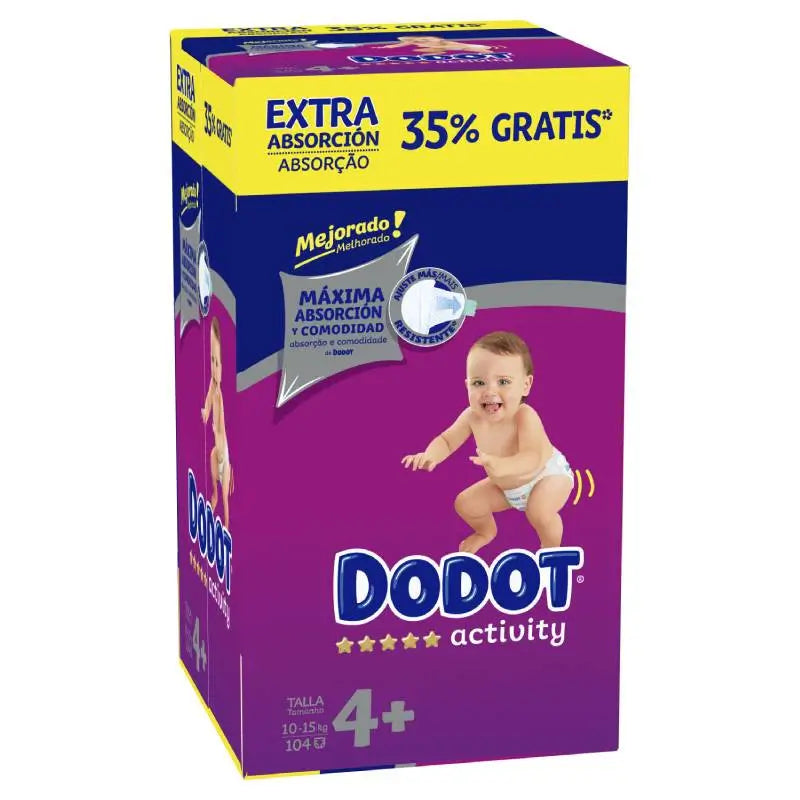 Dodot Activity Pañales Talla 4+ (10-15 Kg), 104 Unidades