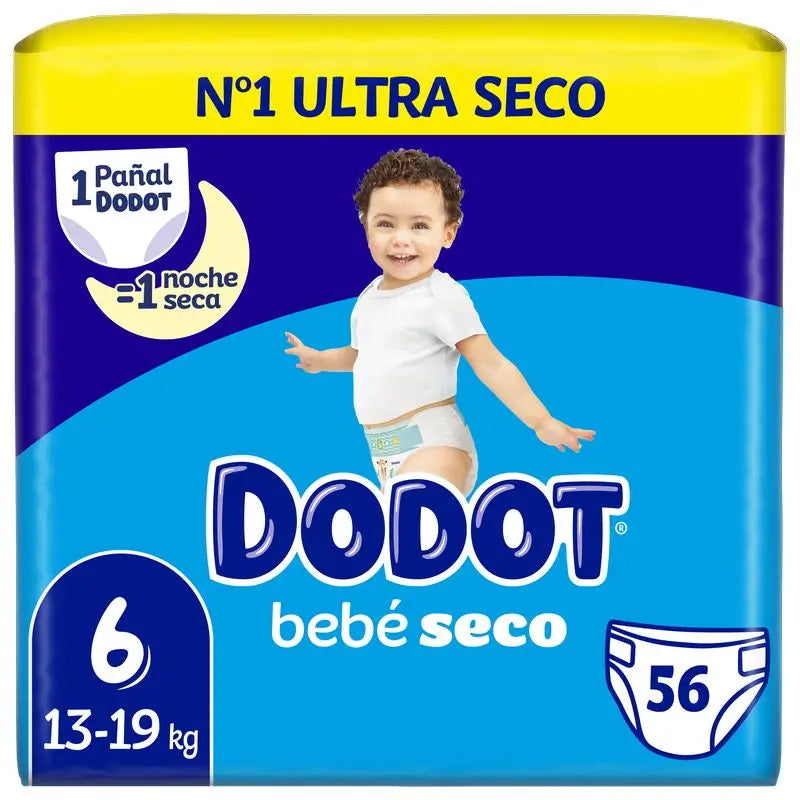 Dodot Bebé Seco Jumbo Pack Talla 6 - 56 Unidades