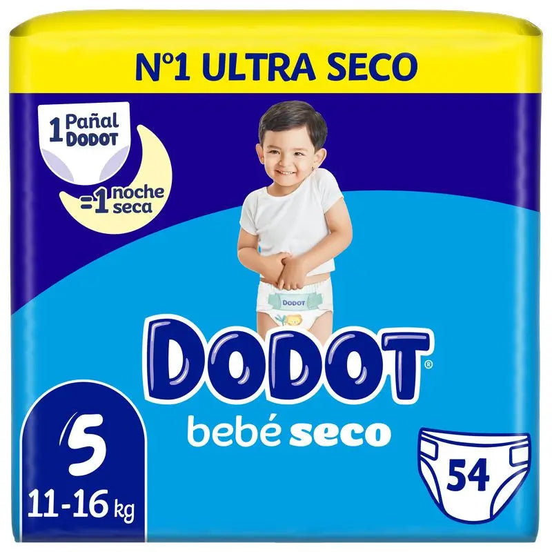 Dodot Bebé Seco Pack Talla 5 Pañales , 54 unidades