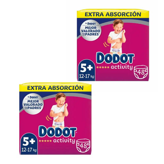 Dodot Pack 2 X Activity Extra Jumbo Talla 5+ (12-17 Kg), 48 Unidades