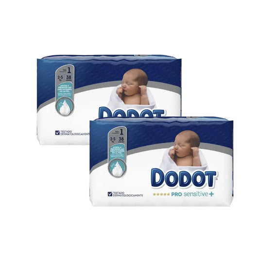 Dodot Pack 2 X Pro Sensitive Pañales Talla 1 (2-5 Kg), 76 Unidades