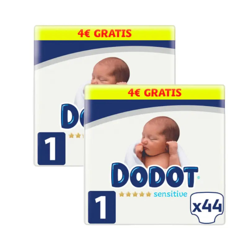 Dodot Pack 2 X Sensitive Protection Plus Recién Nacido T1, 2-5 Kg, 88 Unidades