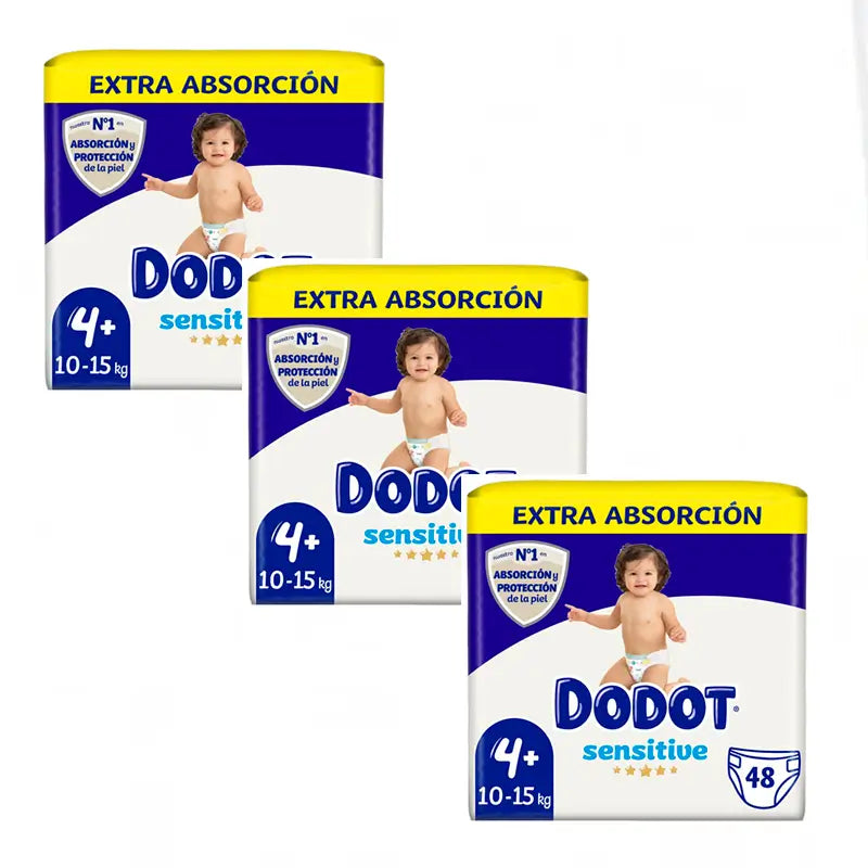 Dodot Sensitive Extra-Jumbo Pack Talla 4, 3 x 48 uds