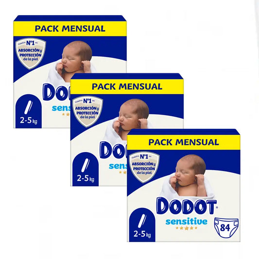 Dodot Sensitive Recién Nacido Box Talla 1, 3 x 84 Unidades