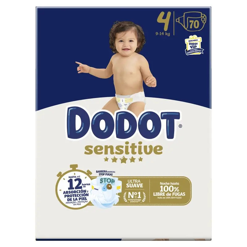 Dodot Sensitive Baby Size 4, 9 Kg - 14 Kg, 70 nappies