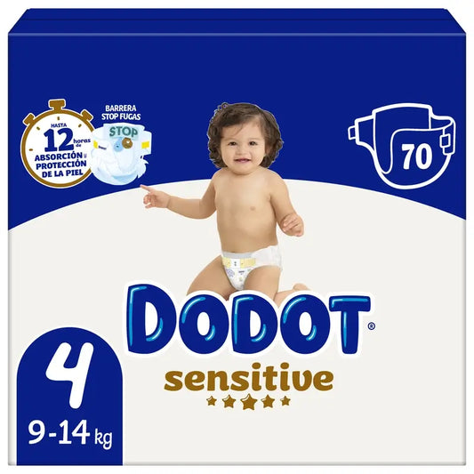 Dodot Sensitive Baby Size 4, 9 Kg - 14 Kg, 70 nappies