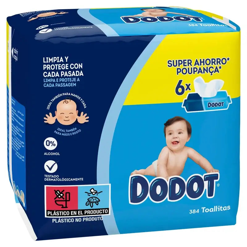 Dodot Baby Wipes 6 Packs, 384 Wipes