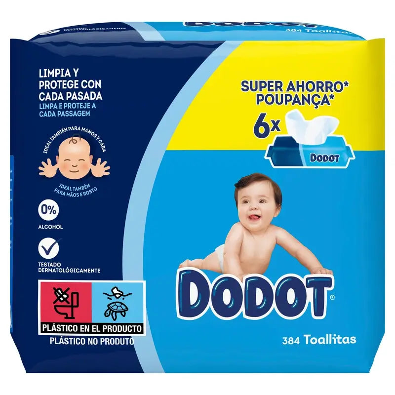 Dodot Baby Wipes 6 Packs, 384 Wipes