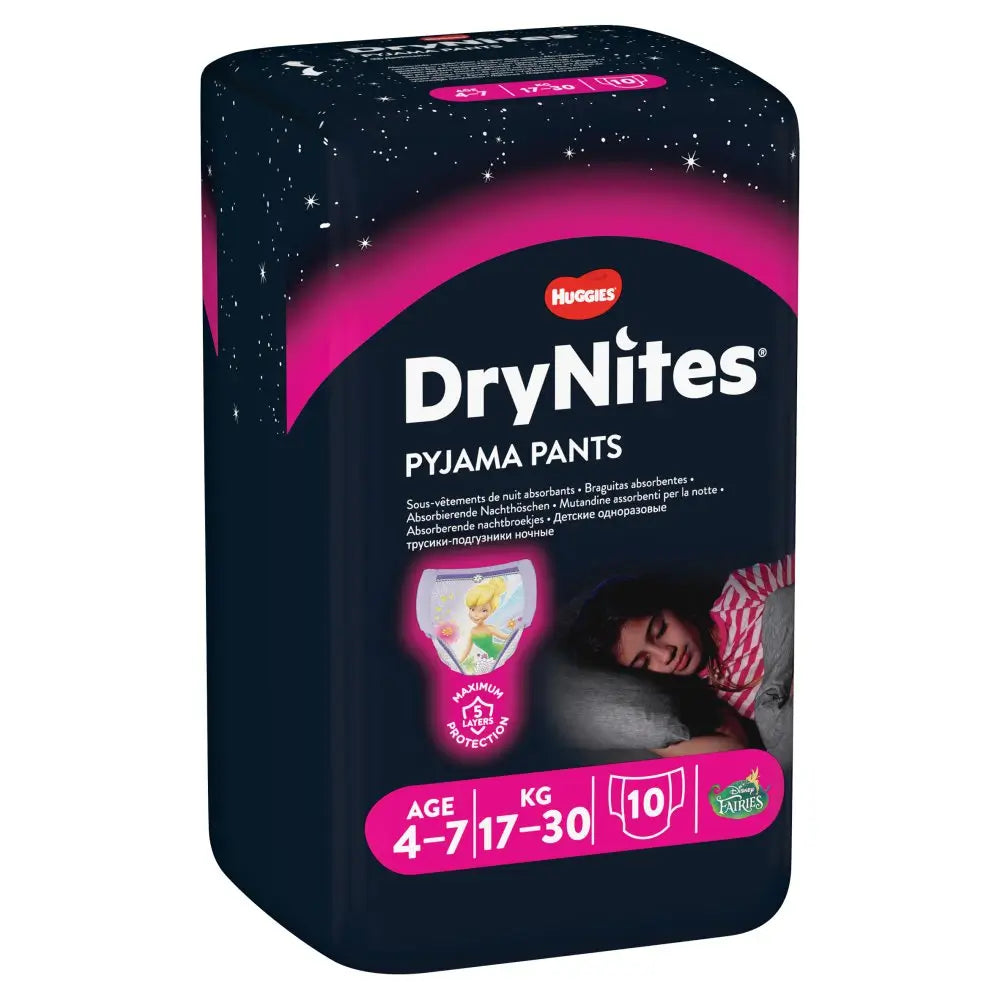 Drynites Girls' Nappy 4-7 Years (17-30Kg), 10 Pieces