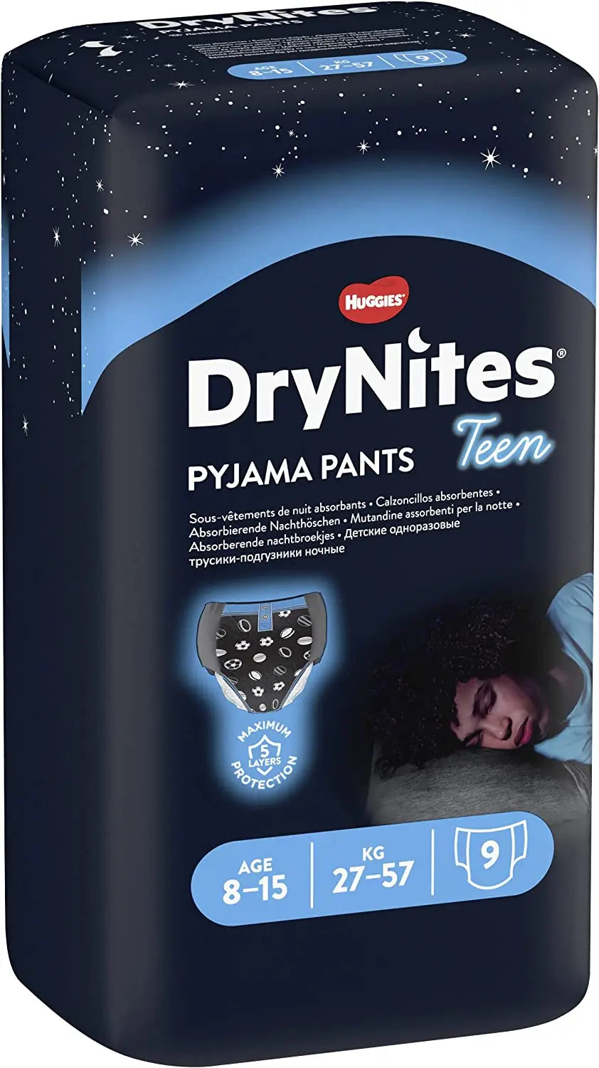 Drynites Nappy Pad for Boys 8-15 Years (27-57 Kg), 9 Units