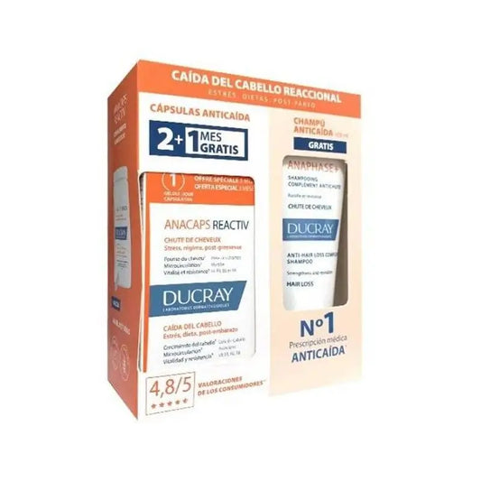 Ducray Anacaps Reactiv Caída Del Cabello Reaccional + Champú Anticaída 100ml