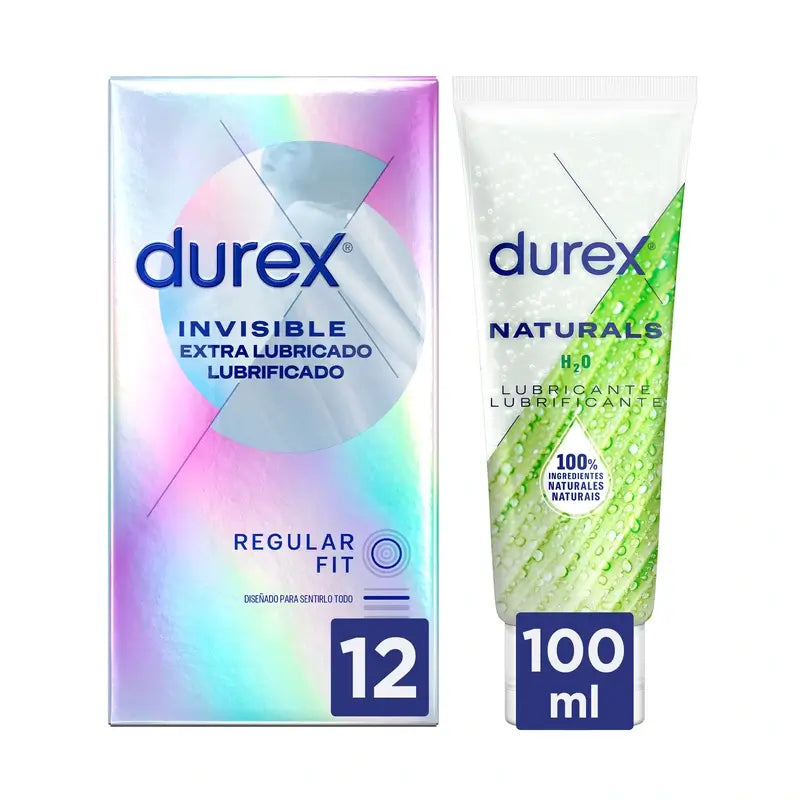 Durex Invisible Condoms Extra Lubricated + Naturals Lubricant (Green)