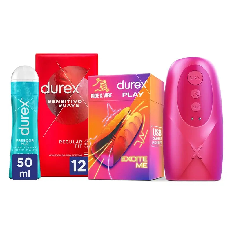 Durex Freshness Lubricant 50 Ml + Ride&Vibe Penis Masturbator + Soft Sensitive Condoms 12 Units