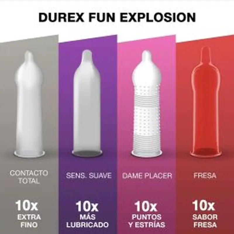 Durex Mixed Condoms Fun Explosion Strawberry Flavour, 40 pcs.