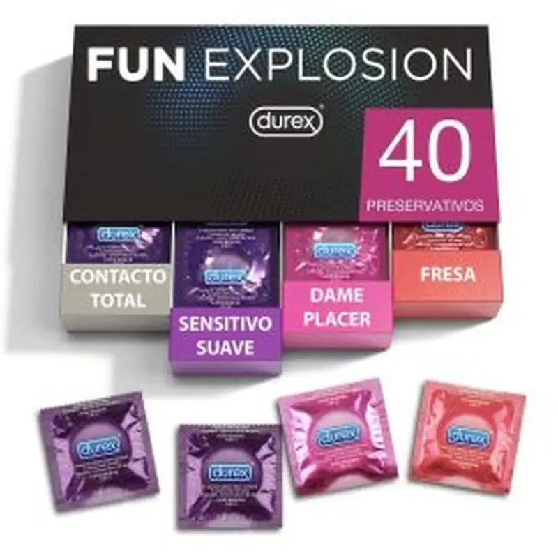 Durex Mixed Condoms Fun Explosion Strawberry Flavour, 40 pcs.