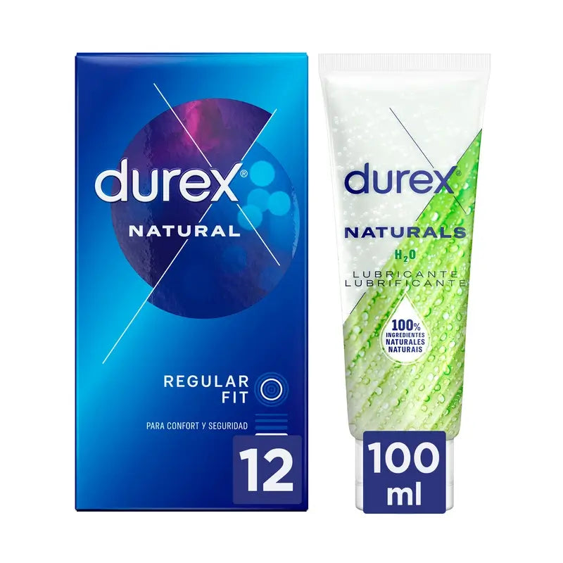 Durex Pack 12 Natural Condoms + Naturals Lubricants 100 ml