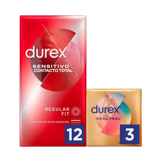 Durex Sensitive Condom Total Contact 12 pcs + Real Feel 3 pcs Free Gift