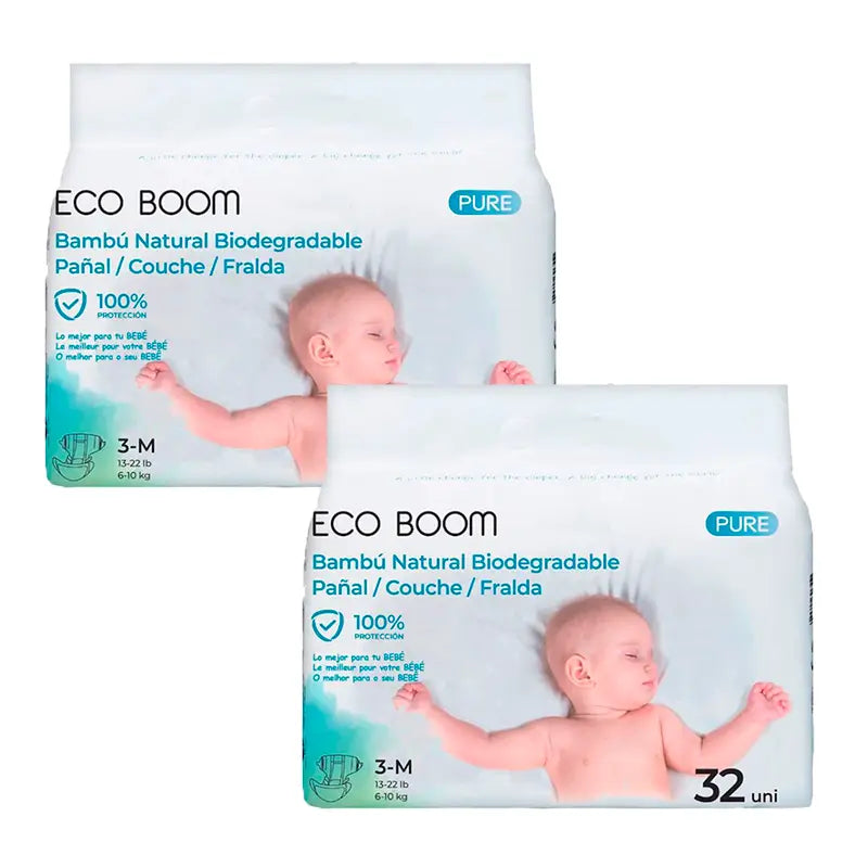 Eco Boom Pack 2X Bamboo Nappy Pure M 3, 96 pieces