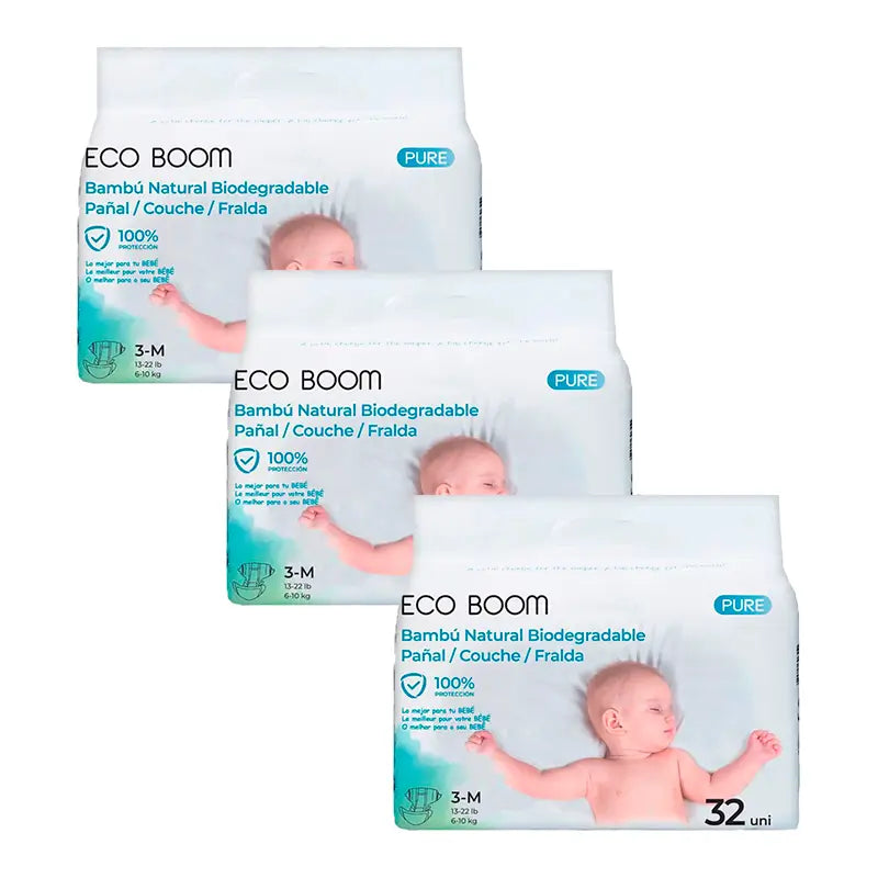 Eco Boom Pack 3X Pure M 3 Bamboo Nappy 3, 96 pieces